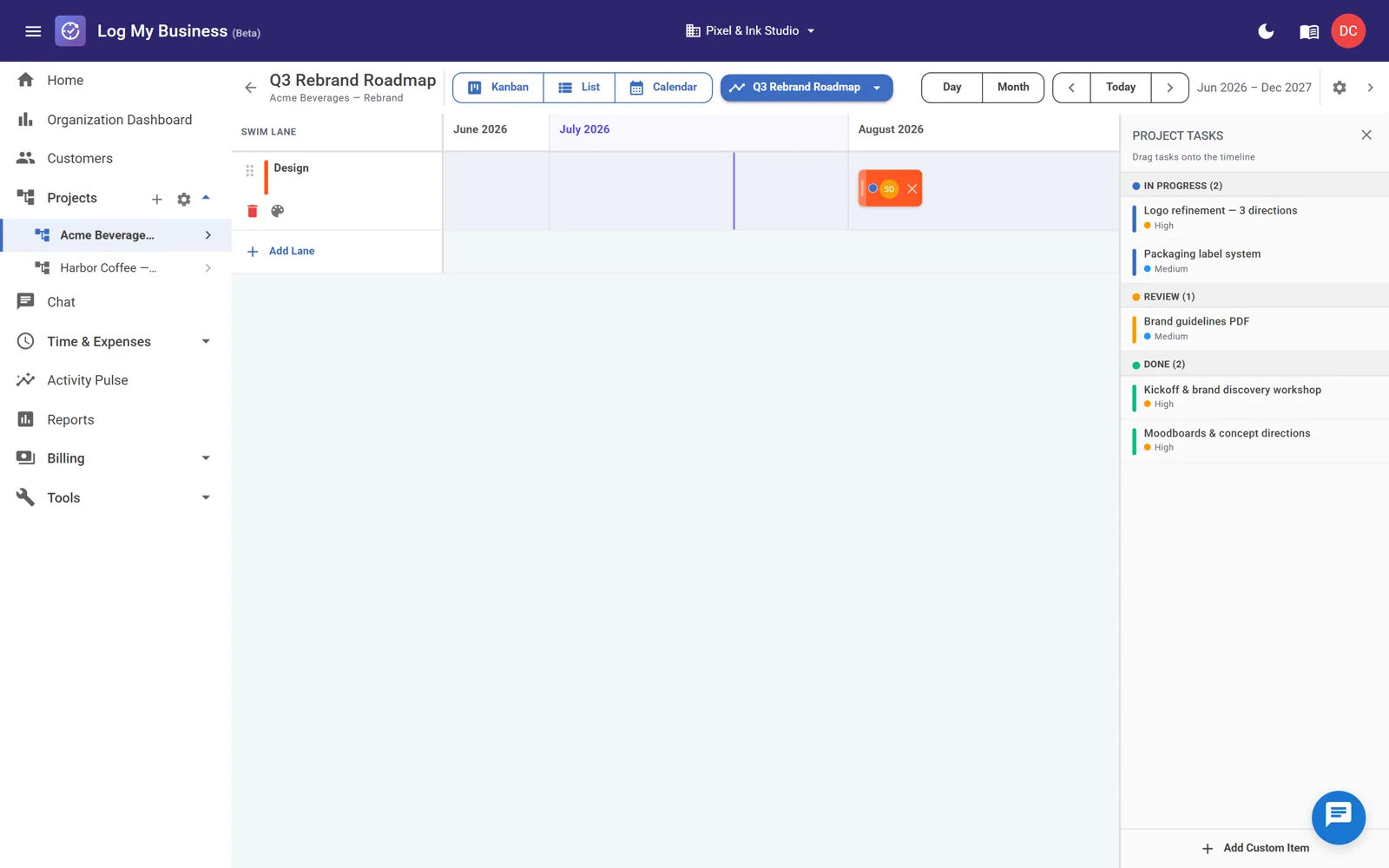 Dragging a timeline bar to change its dates